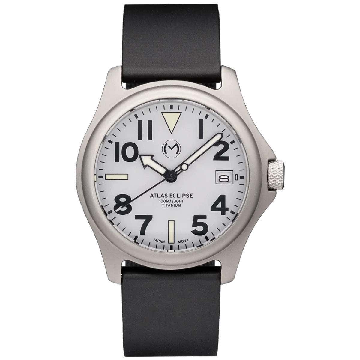 Momentum Watch Atlas Eclipse Solar 38mm White Black Goma Rubber